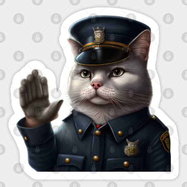 Police officer cat Cat Sticker TeePublic